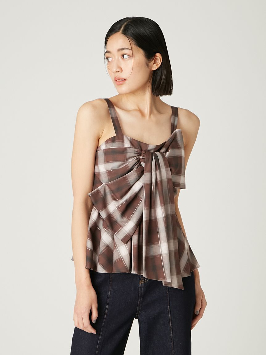 FRAY I.D◆24AW/アシメリボンブラウス/one/ポリエステル/BLU/チェック/FWFB245073 Amazon | [フレイ アイディー] アシメリボンブラウス FWFB245073