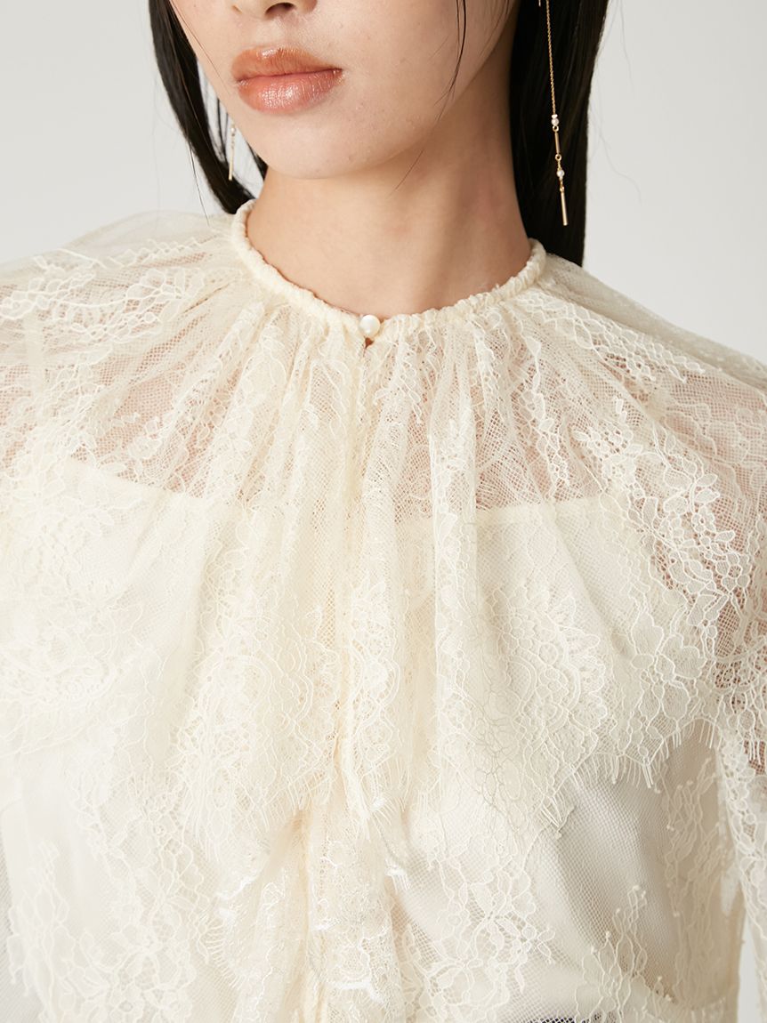 ラッフルカラーレイヤードレースブラウス(ブラウス)｜トップス｜FRAY