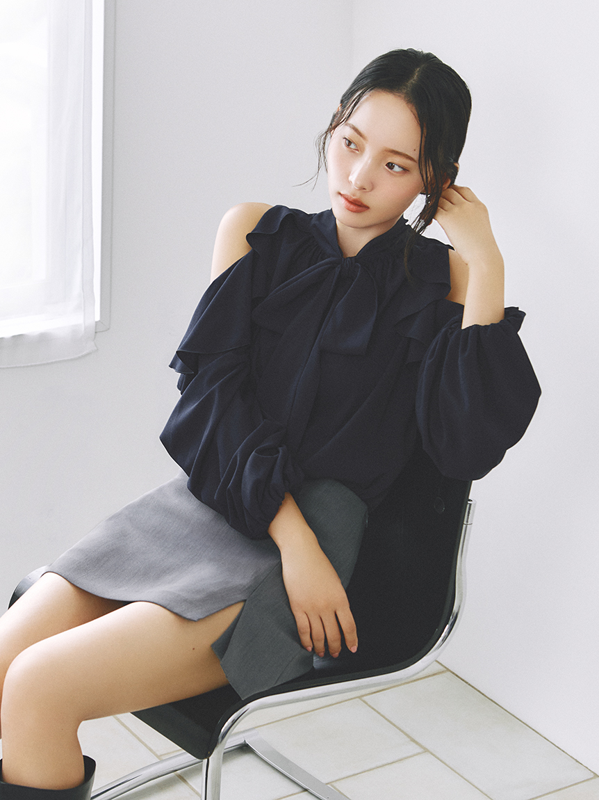限定カラー】2wayショルダーフリルボウタイブラウス(ブラウス