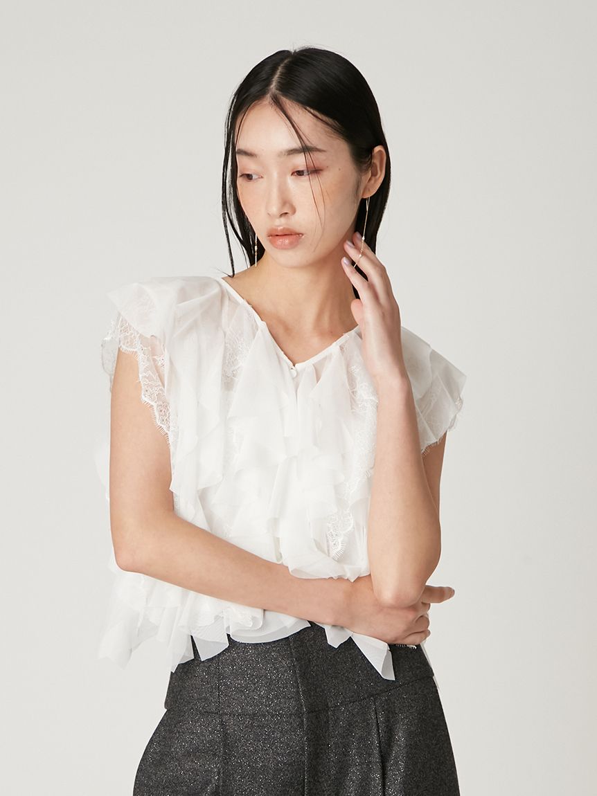 フリルブラウス Multi wayチュールフリルブラウス(ブラウス)｜トップス｜FRAY I.D
