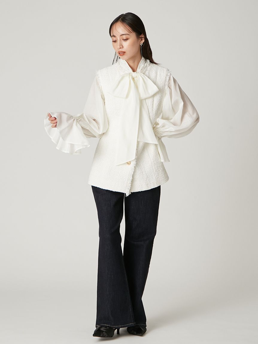 2wayシアーボウタイブラウス／ウォッシャブル(ブラウス)｜トップス