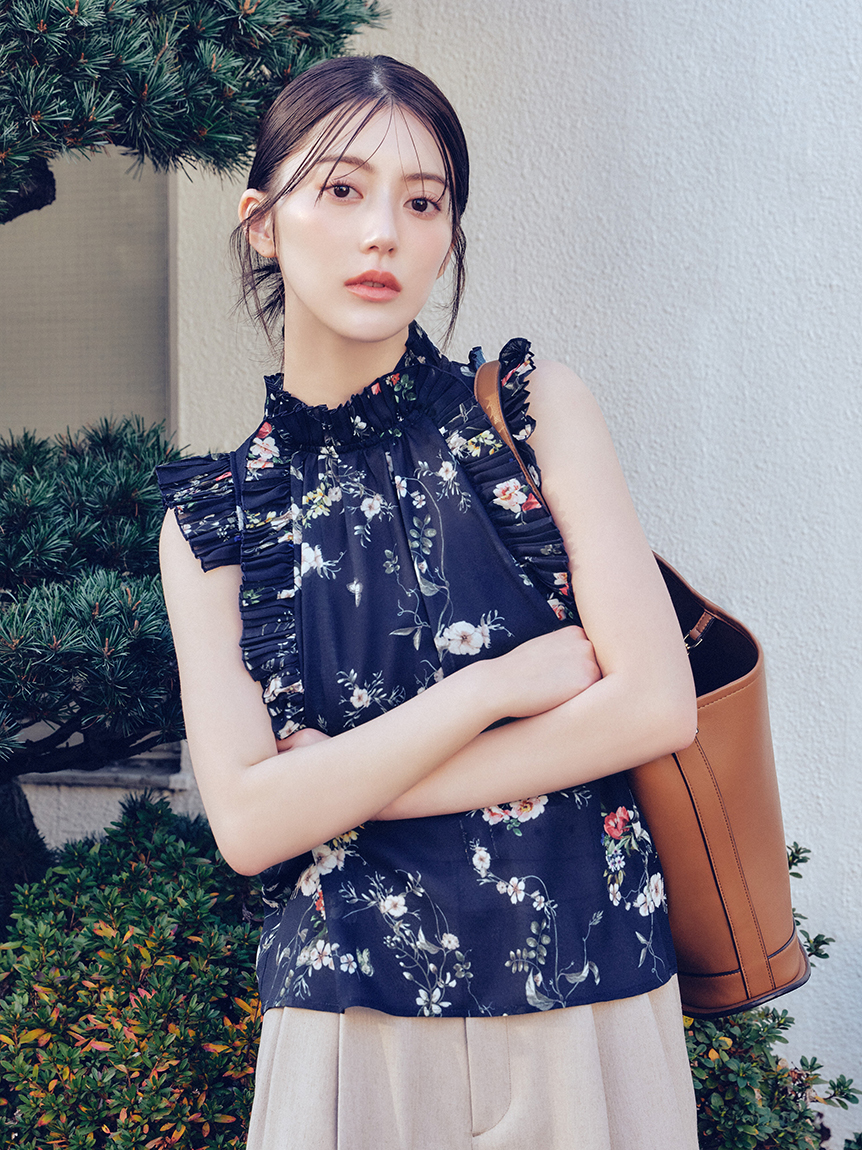 フラワープリントギャザーフリルブラウス(ブラウス)｜トップス｜FRAY