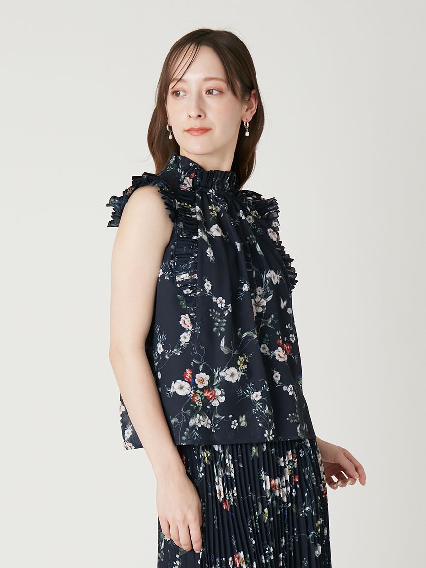 フラワープリントギャザーフリルブラウス(ブラウス)｜トップス｜FRAY