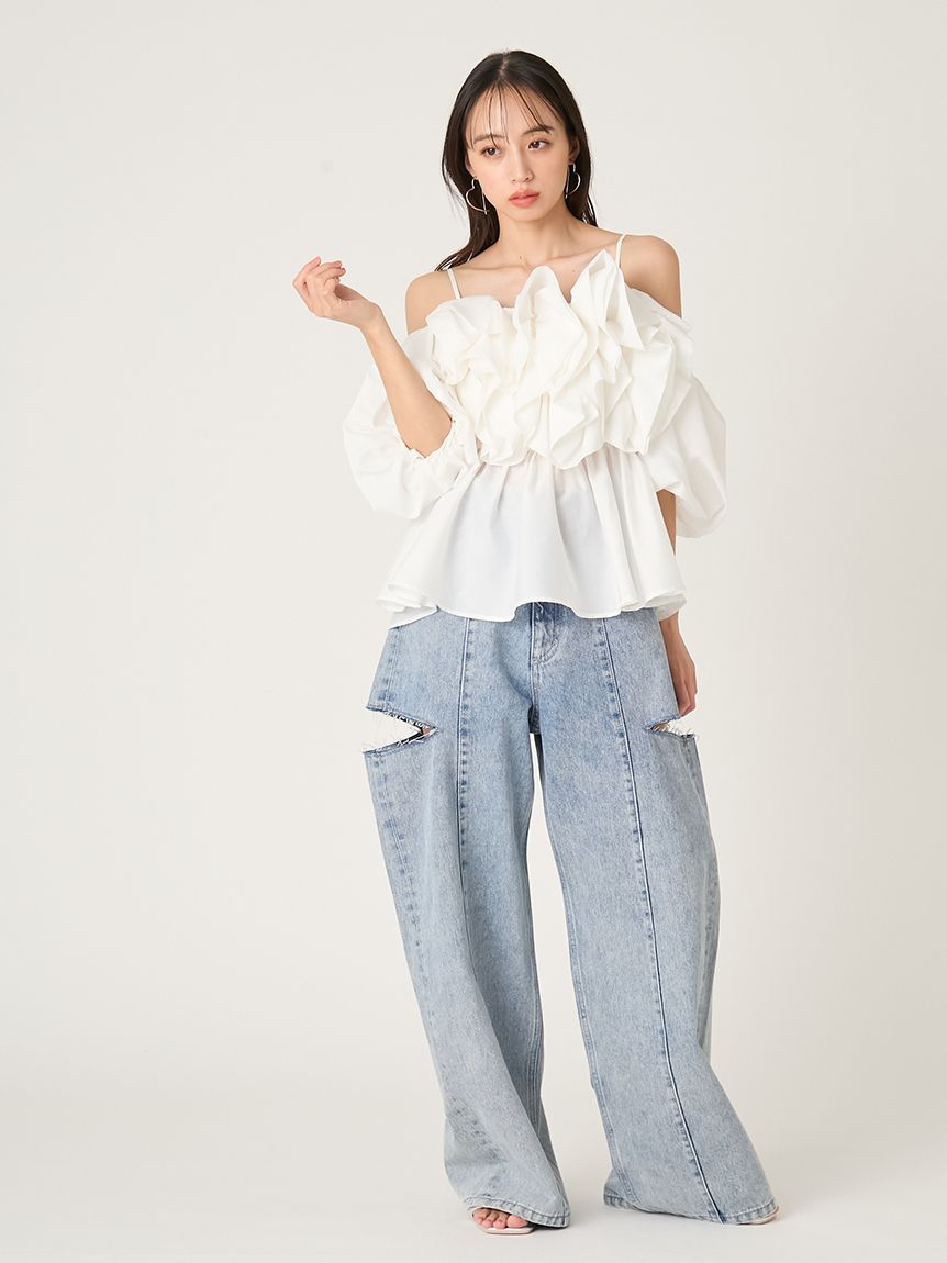 フラワーライクフリルペプラムブラウス(ブラウス)｜トップス｜FRAY I.D