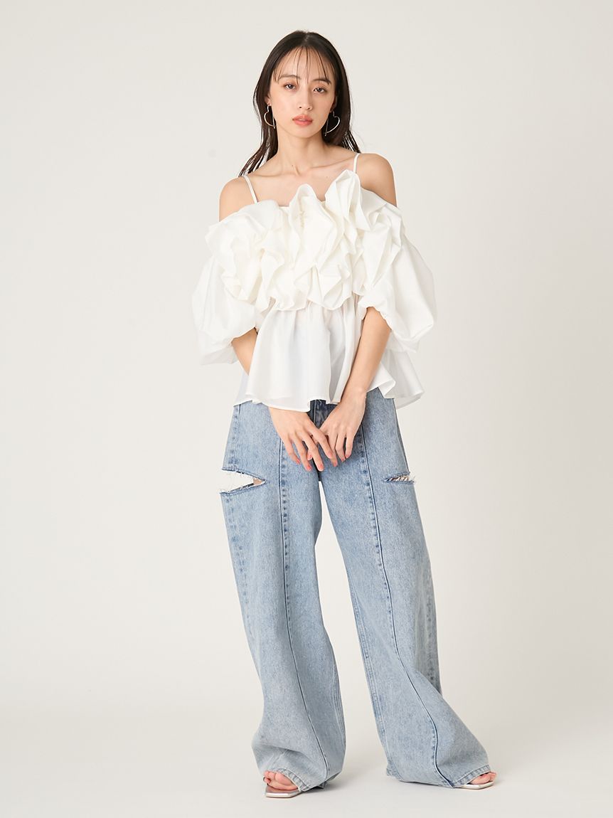 フラワーライクフリルペプラムブラウス(ブラウス)｜トップス｜FRAY I.D