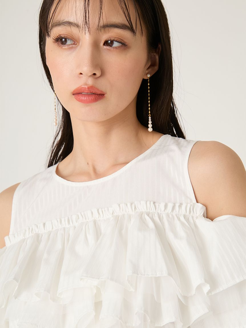 チュールコンビフリルティアードブラウス(ブラウス)｜トップス｜FRAY