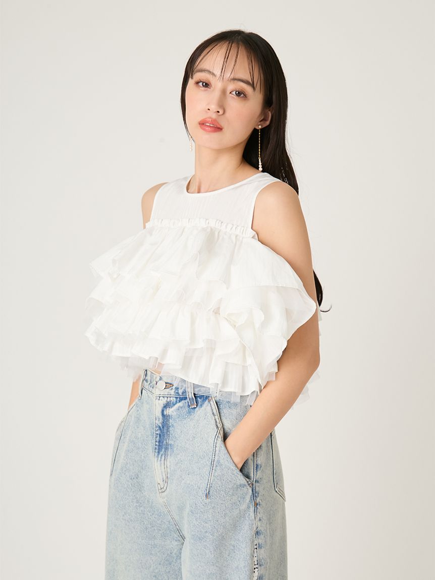 FRAY I.D チュールコンビ2wayトップス　ピンク FRAY I.D（フレイアイディー）の「チュールコンビ2wayトップス（T