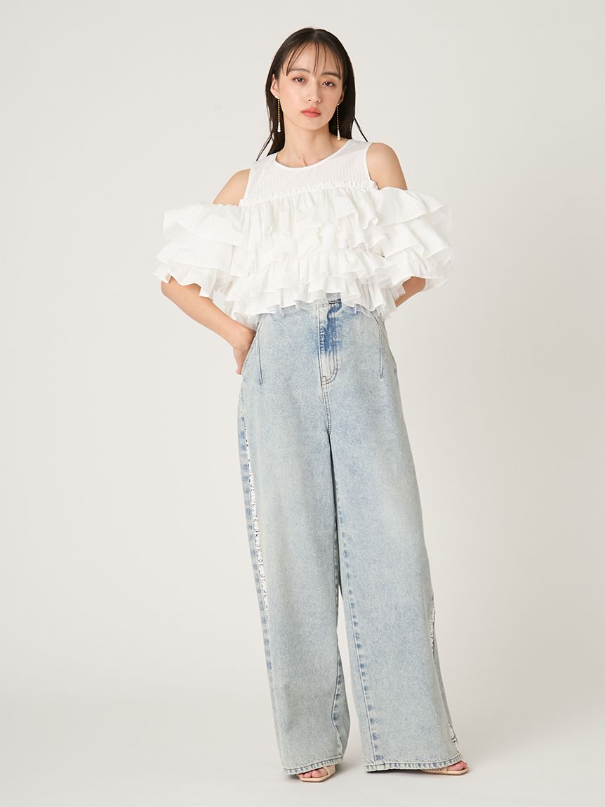 くまさん様 フリル ティアードトップス チュールコンビフリルティアードブラウス(ブラウス)｜トップス｜FRAY