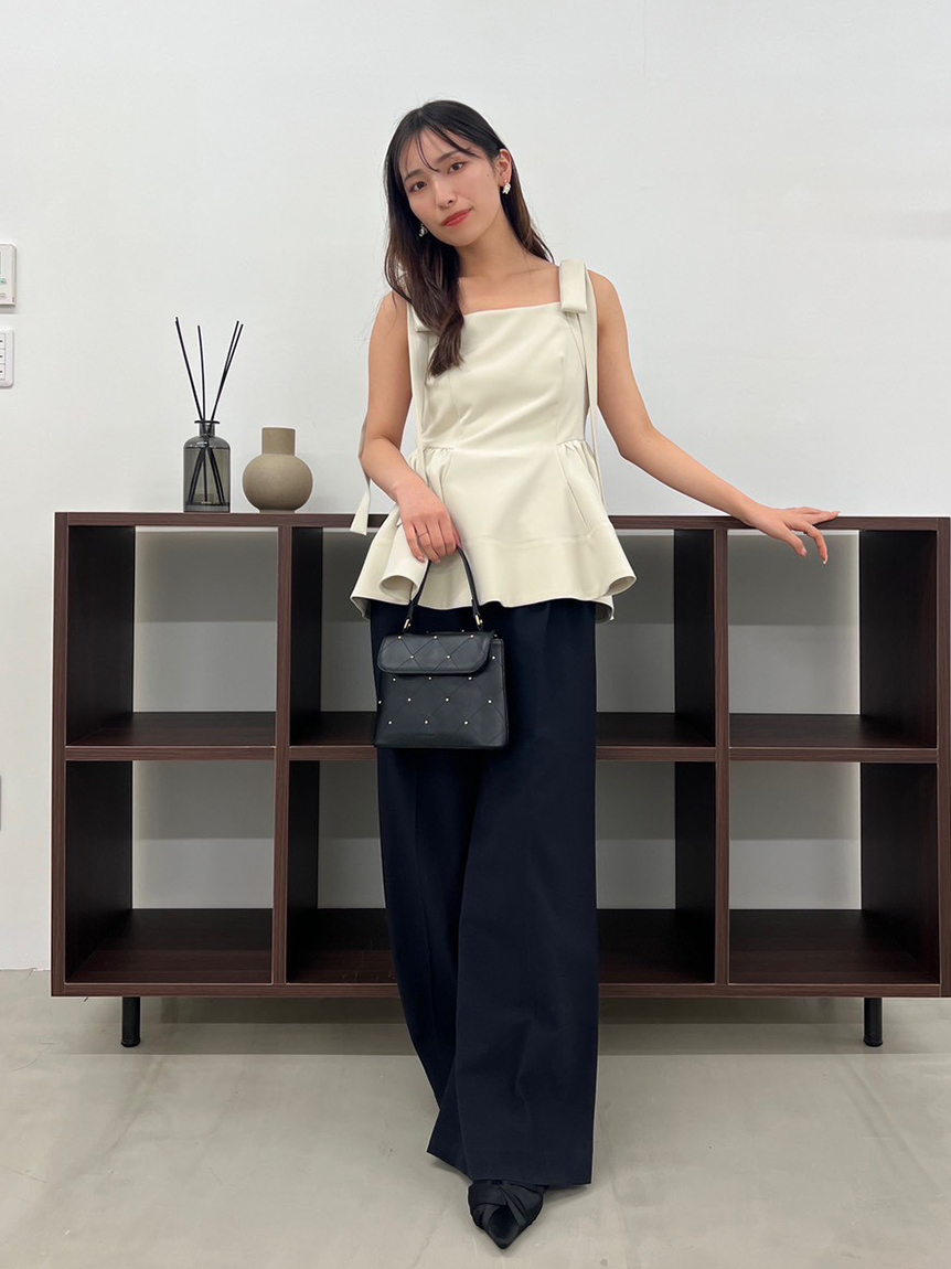 WEB限定】リボンペプラムトップス/ウォッシャブル(ブラウス)｜トップス