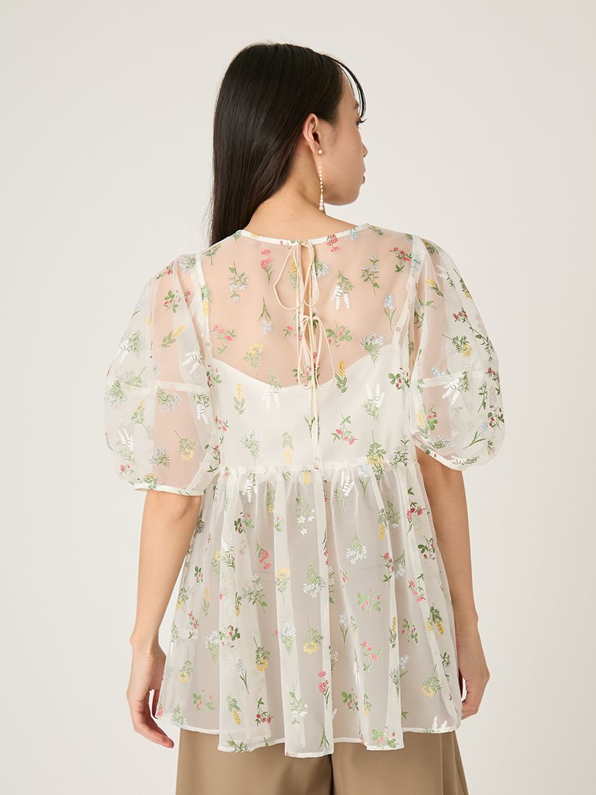 フラワーブライズオーガンジーチュニックブラウス(ブラウス)｜トップス