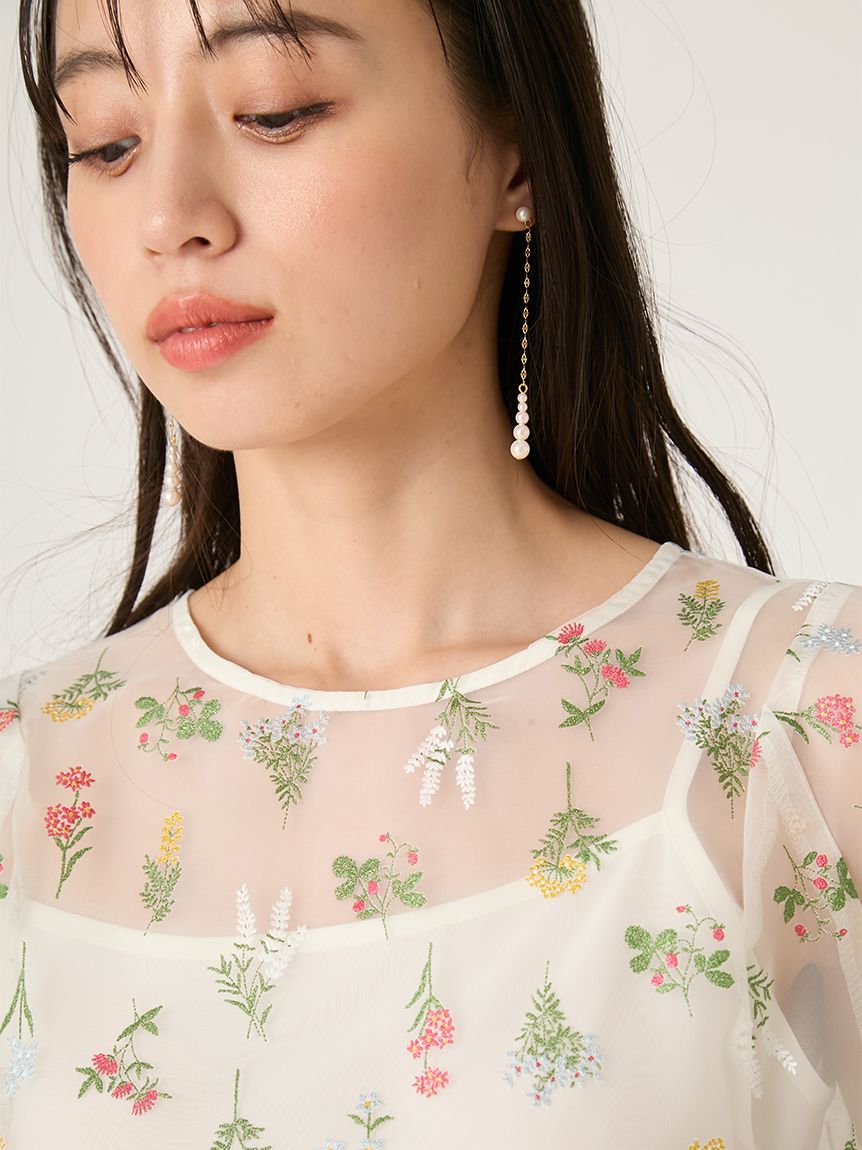 フラワーブライズオーガンジーチュニックブラウス(ブラウス)｜トップス