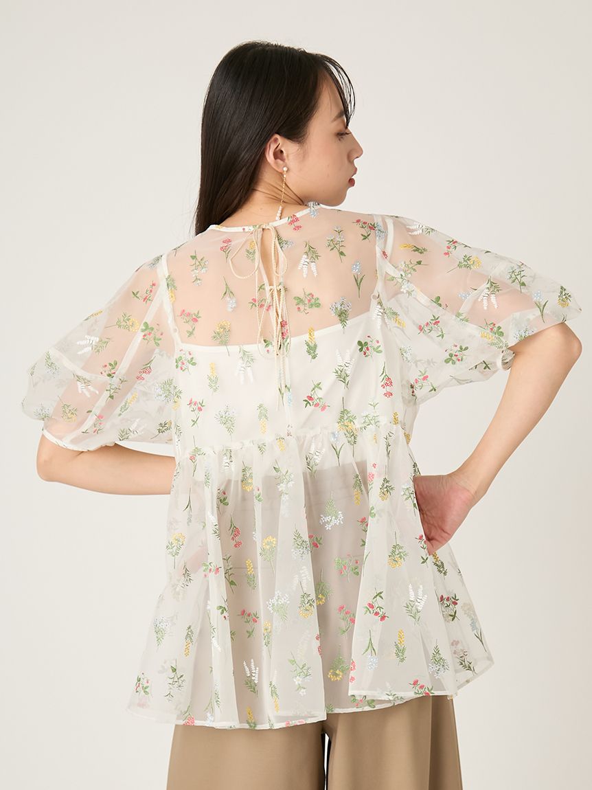 フラワーブライズオーガンジーチュニックブラウス(ブラウス)｜トップス
