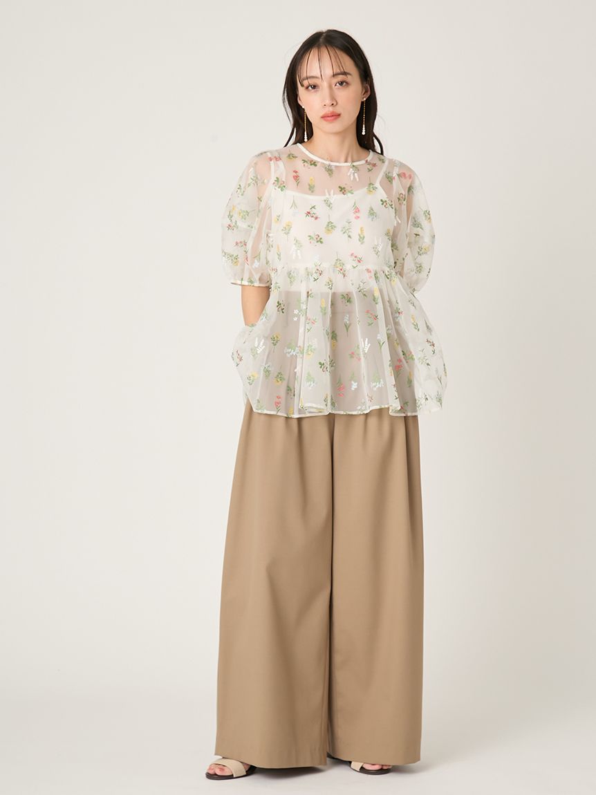 フラワーブライズオーガンジーチュニックブラウス(ブラウス)｜トップス