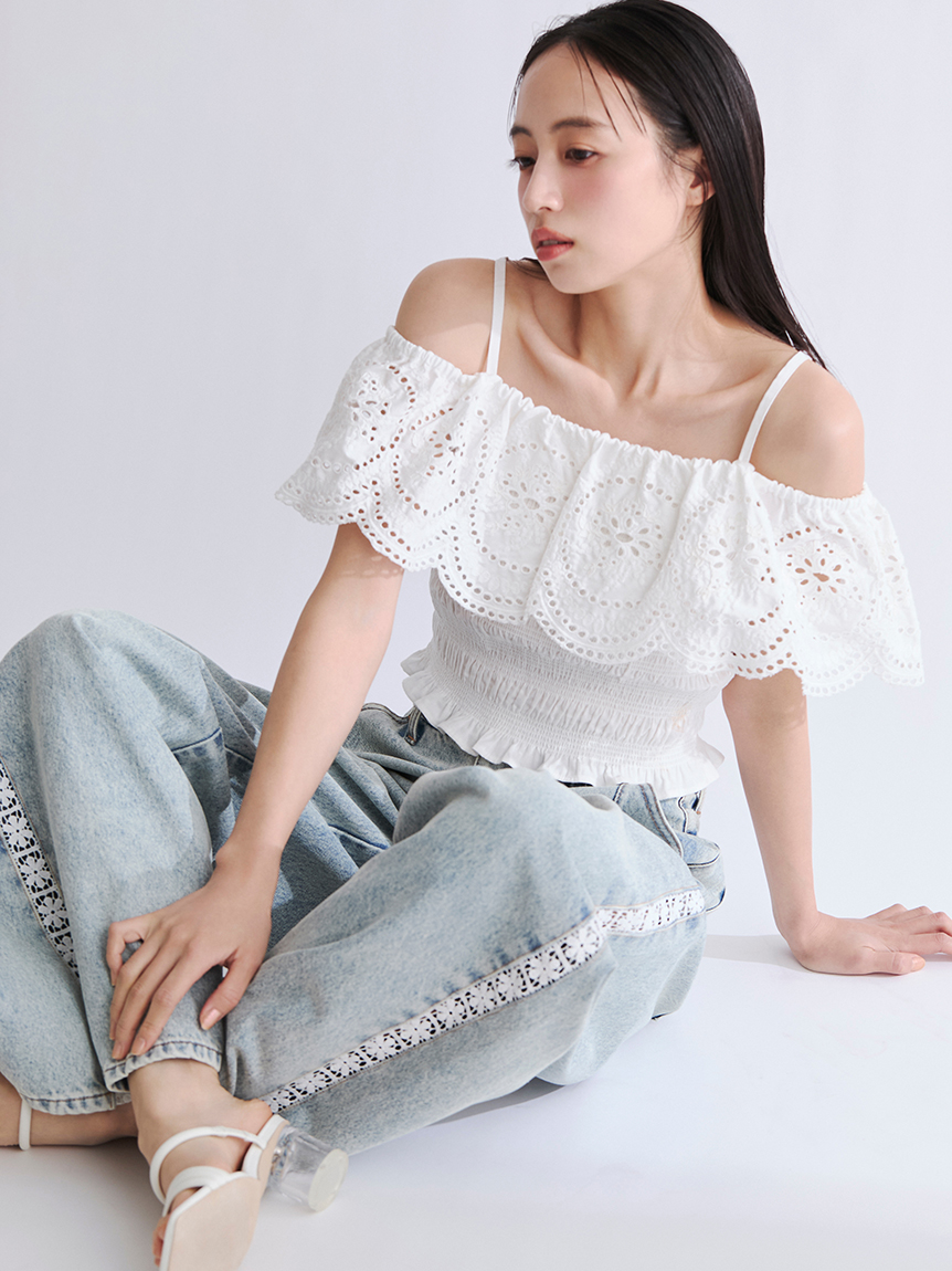 オフショルダーレースブラウス(ブラウス)｜トップス｜FRAY I.D（フレイ