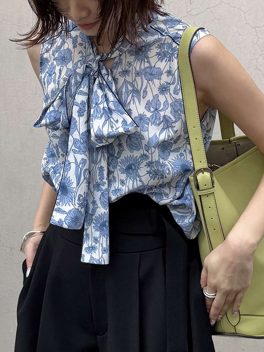 FRAY I.D MADE WITH LIBERTY FABRIC】ボウタイブラウス 