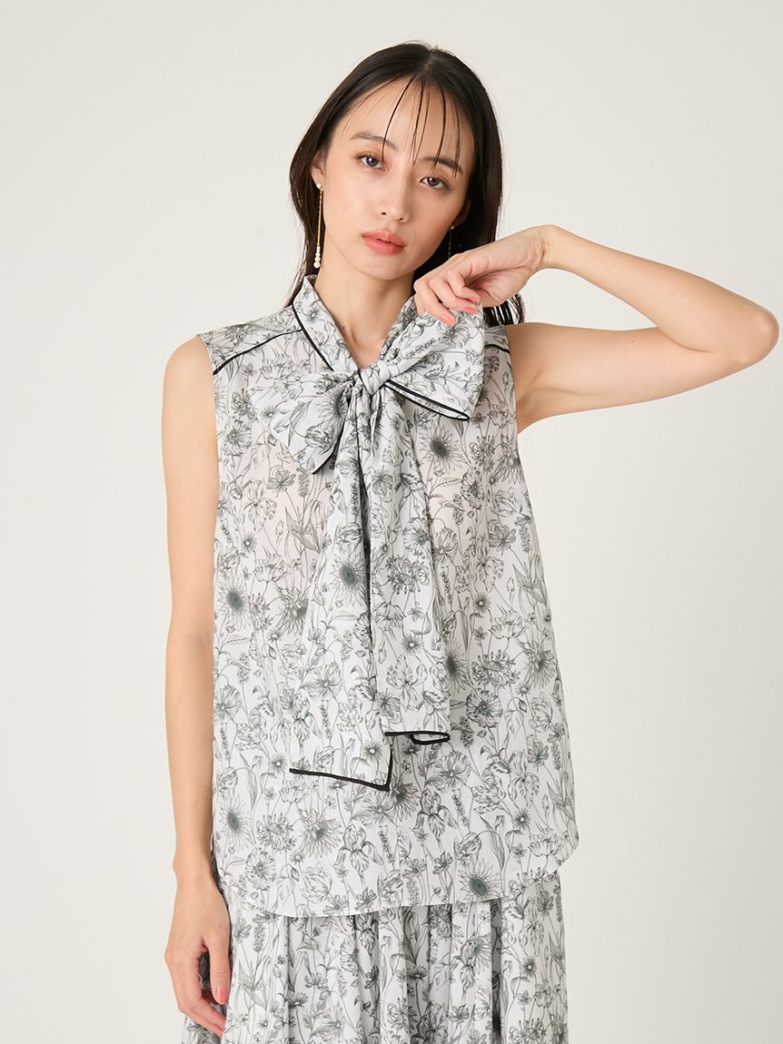FRAY I.D MADE WITH LIBERTY FABRIC】ボウタイブラウス