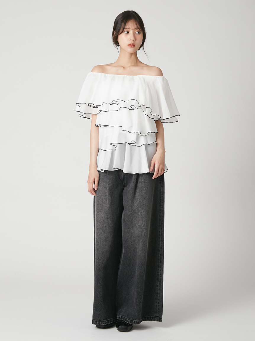 オフショルティアードチュニックブラウス(ブラウス)｜トップス｜FRAY