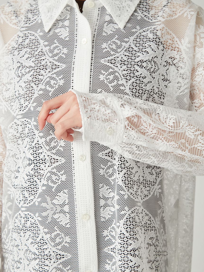 オーナメントパネルレースシャツ／ウォッシャブル(シャツ)｜トップス