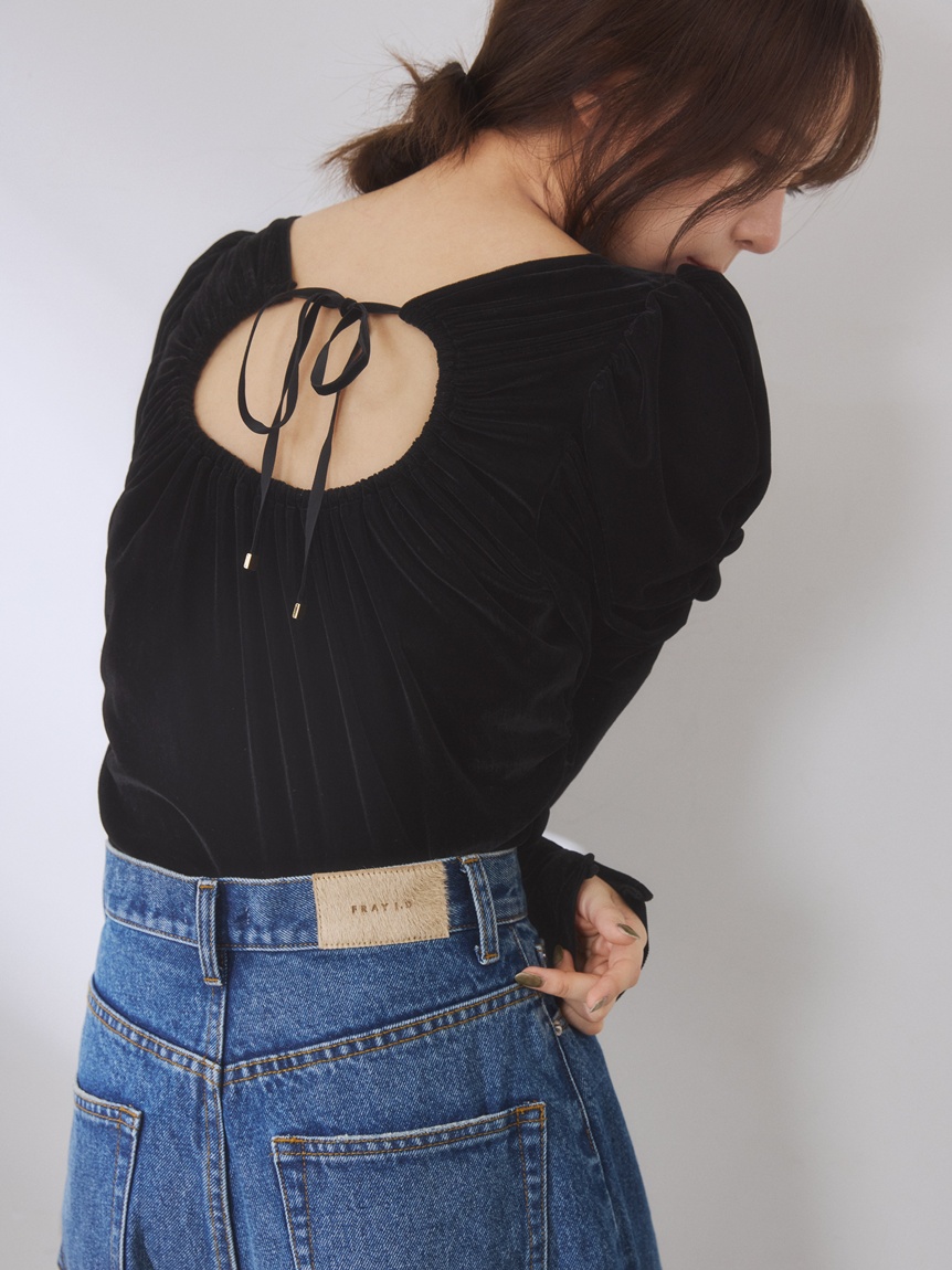 レディース 極美品！FRAY I.D タックギャザーブラウス フレンチ 