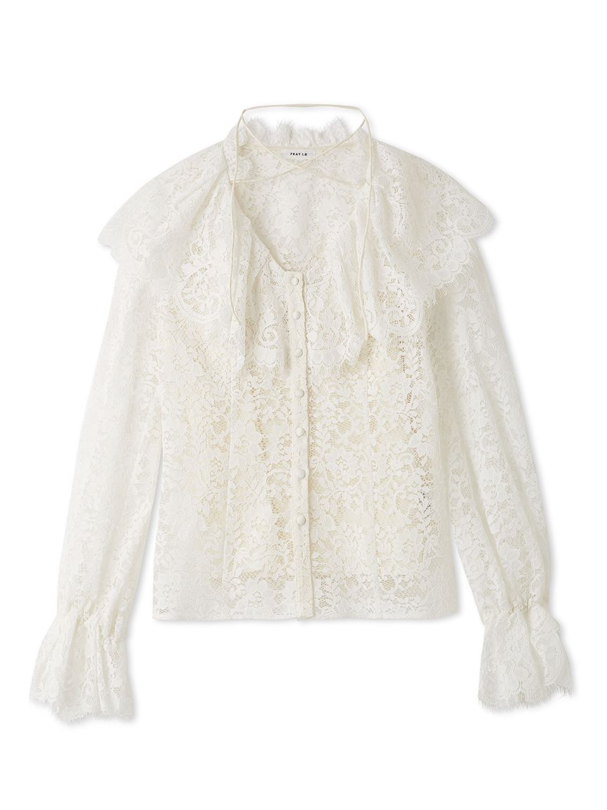 ラッフルカラーレースブラウス(ブラウス)｜TOPS｜FRAY I.D（フレイ