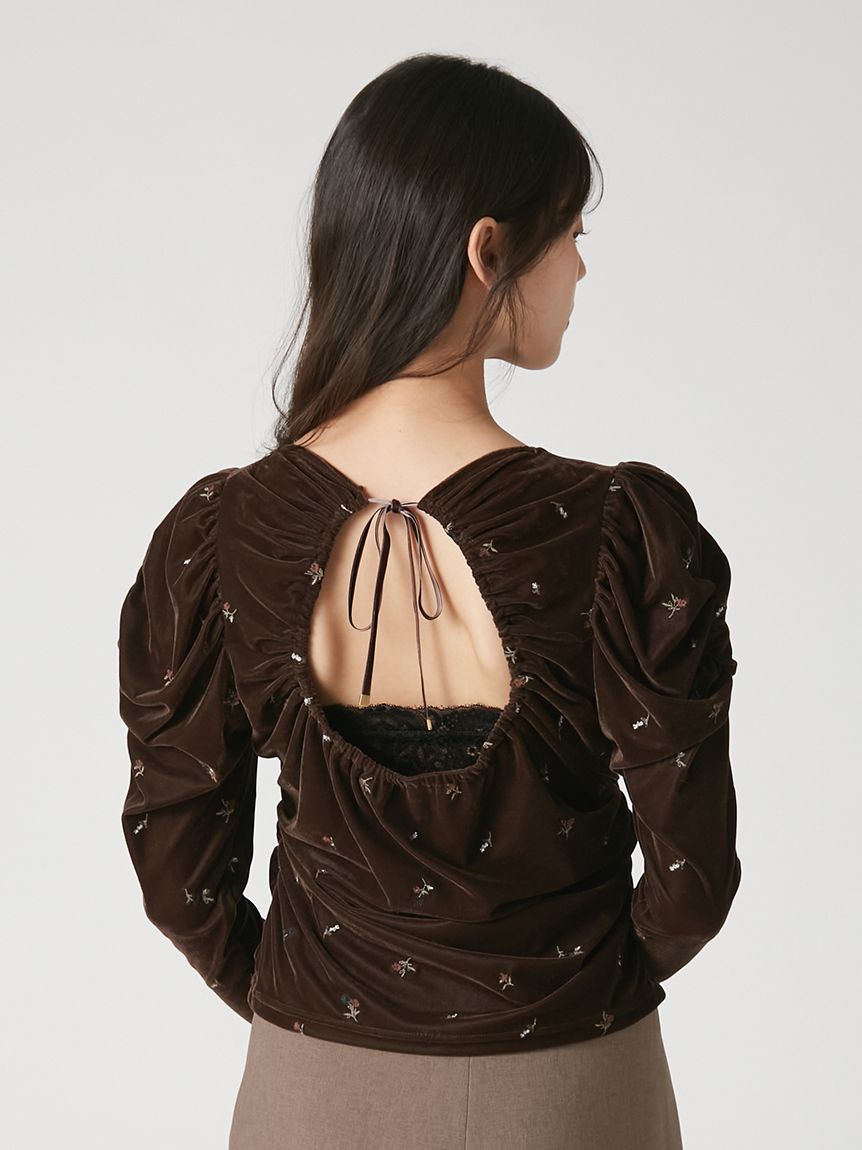 エンブロイダリーベロアパフスリーブブラウス(シャツ・ブラウス)｜TOPS