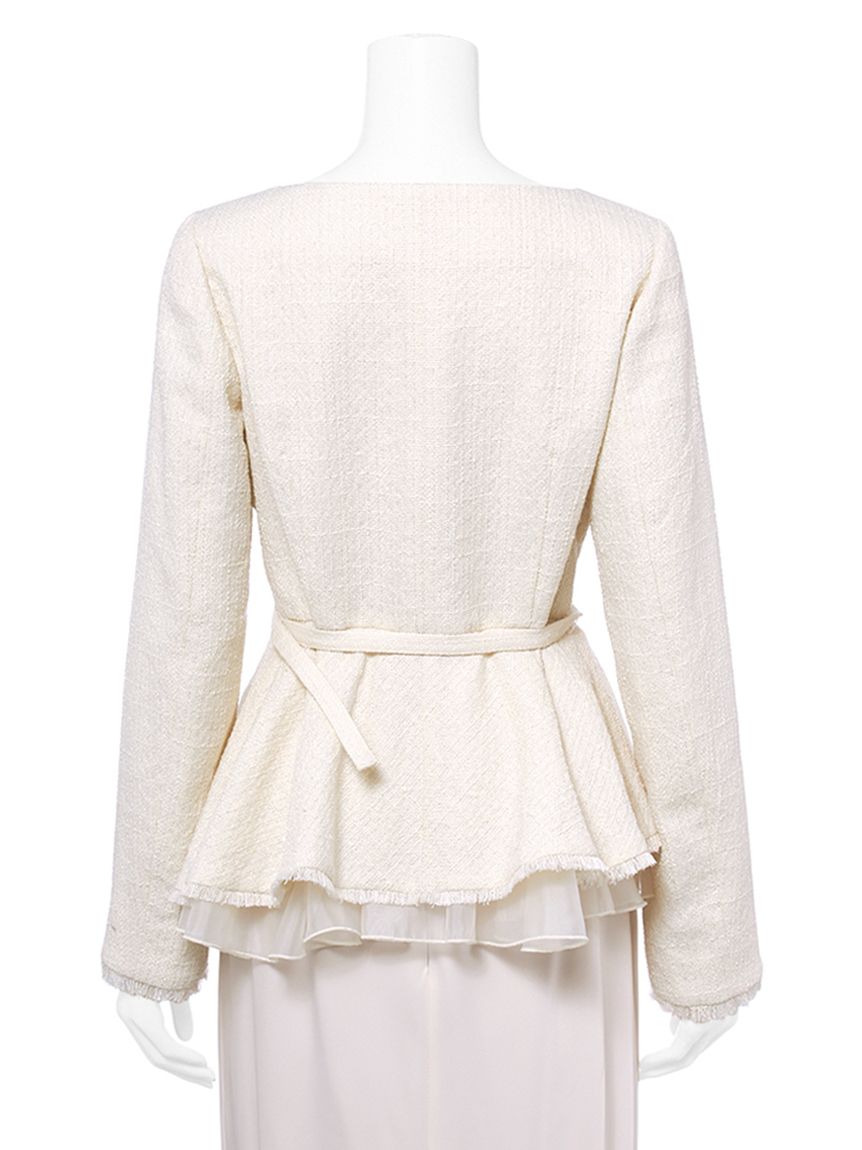 アシンメトリーペプラムツイードブラウス(シャツ・ブラウス)｜TOPS