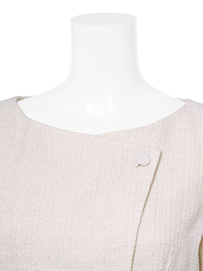 アシンメトリーペプラムツイードブラウス(シャツ・ブラウス)｜TOPS