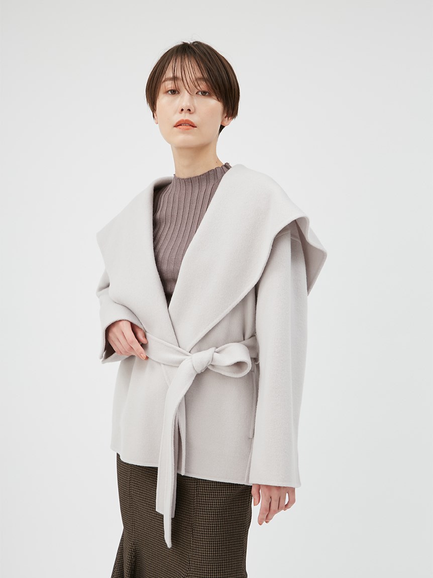 人気ブラドン FRAY I.D ショールカラーショートリバーコート GRY