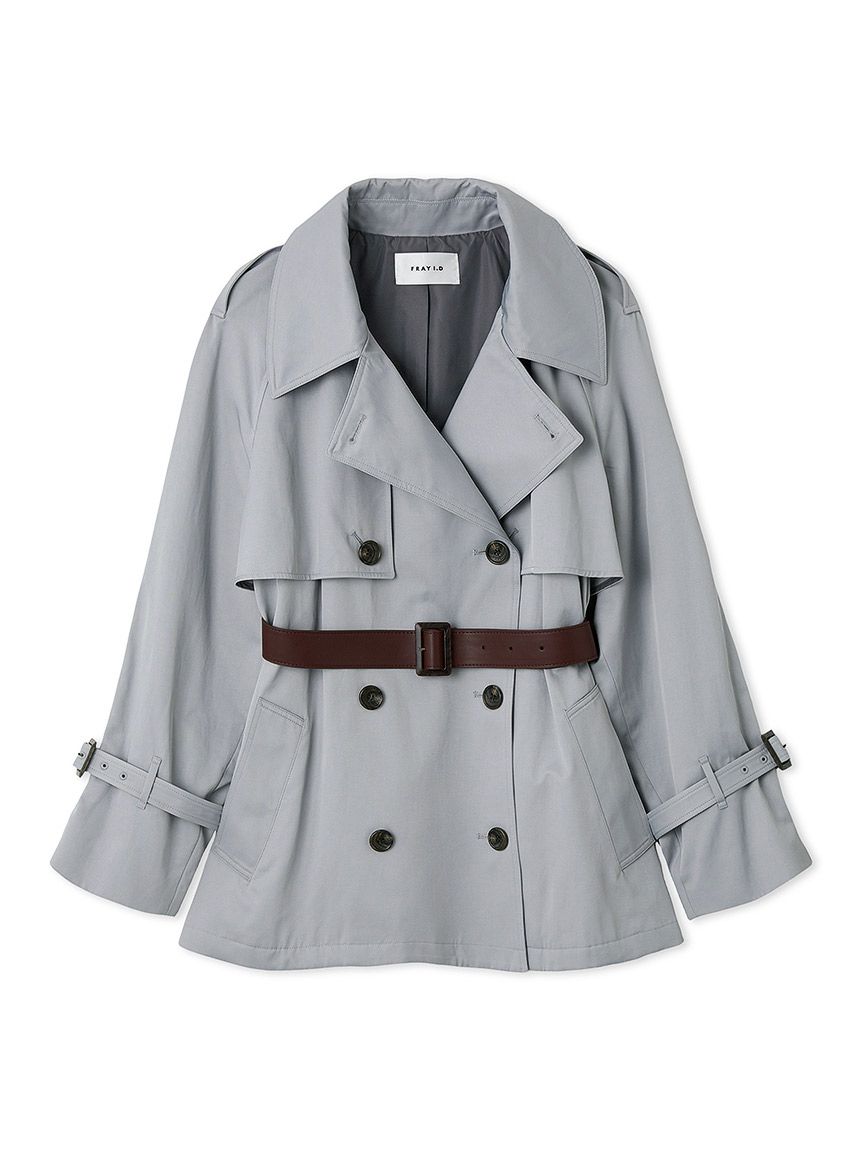 レザーベルトショートトレンチコート(トレンチコート)｜アウター