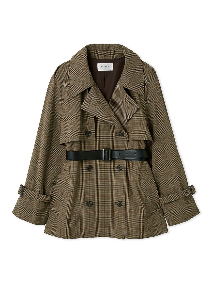 レザーベルトショートトレンチコート(トレンチコート)｜アウター