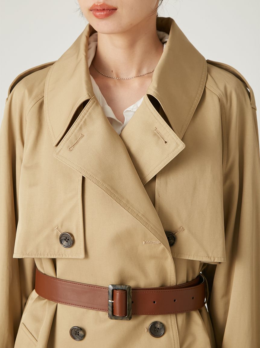 レザーベルトショートトレンチコート(トレンチコート)｜アウター