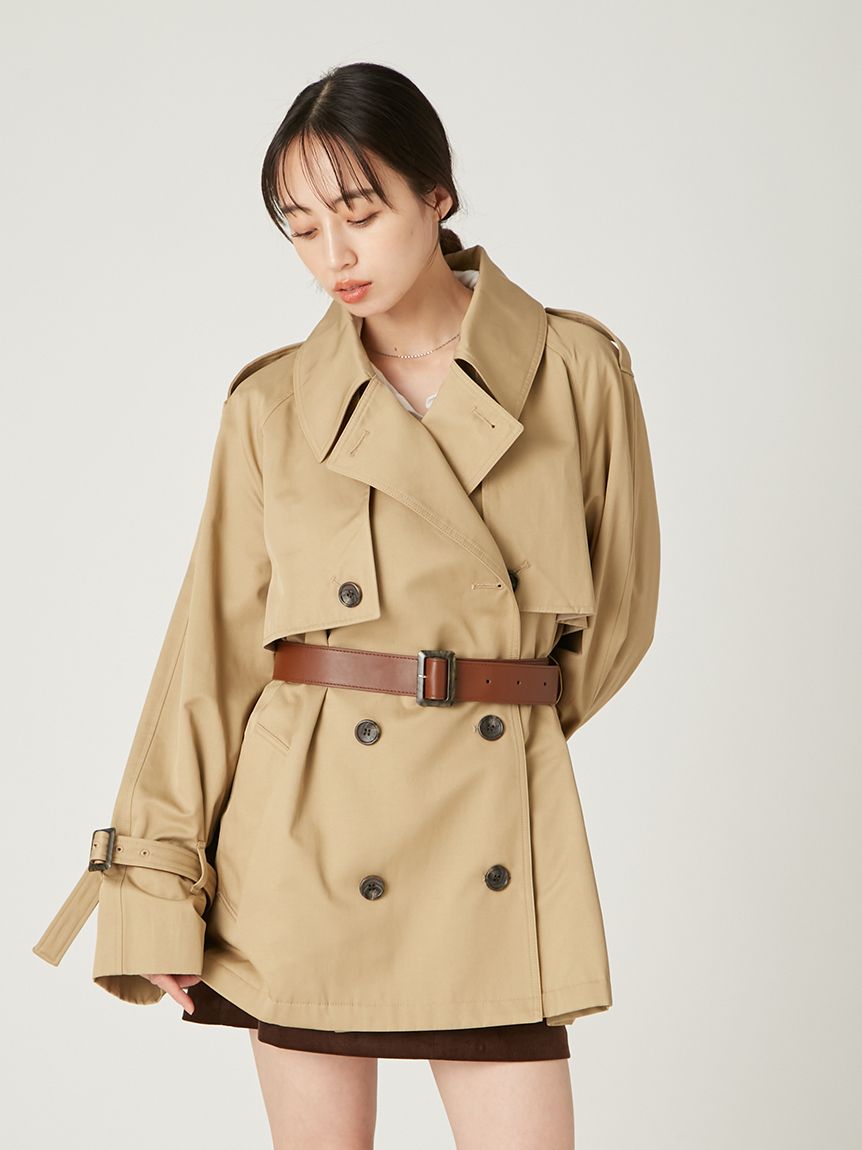 【新品】FRAY I.D レザーコート レザーベルトショートトレンチコート(トレンチコート)｜アウター