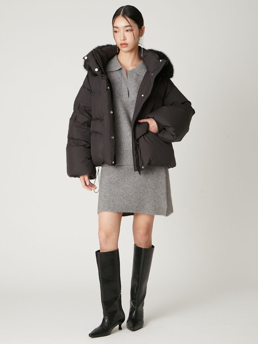 FREY フレイ ファー/フード付ダウン サイズ0 フードファーショートダウンコート(ダウン)｜アウター｜FRAY I.D