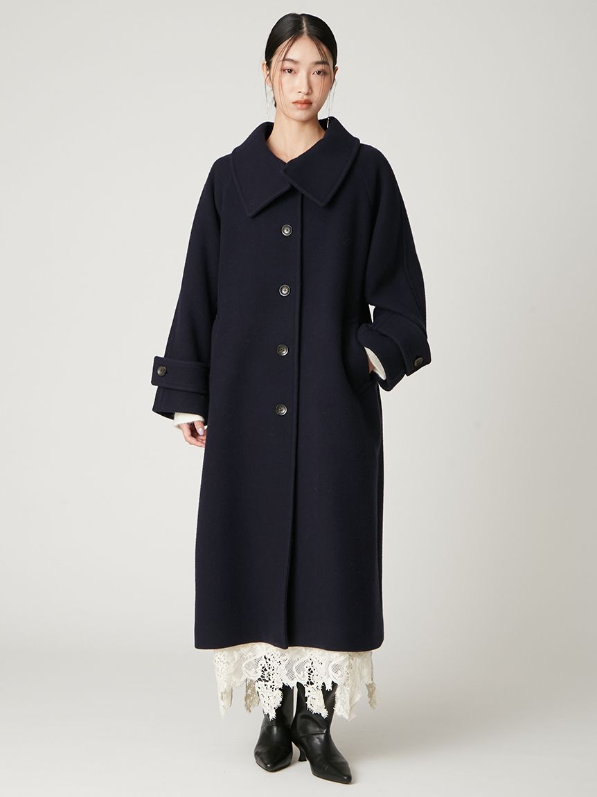 FRAY I.D バルマカンコート ネイビー オーバーサイズ ロングコート FRAY I.D バルマカンコート ネイビー オーバーサイズ ロング