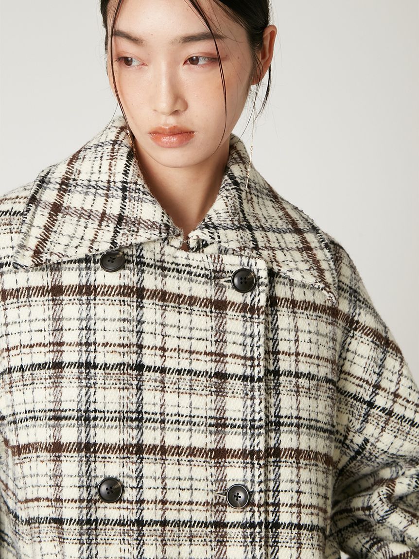 ダブルブレストチェックミドルコート(ハーフコート)｜アウター｜FRAY