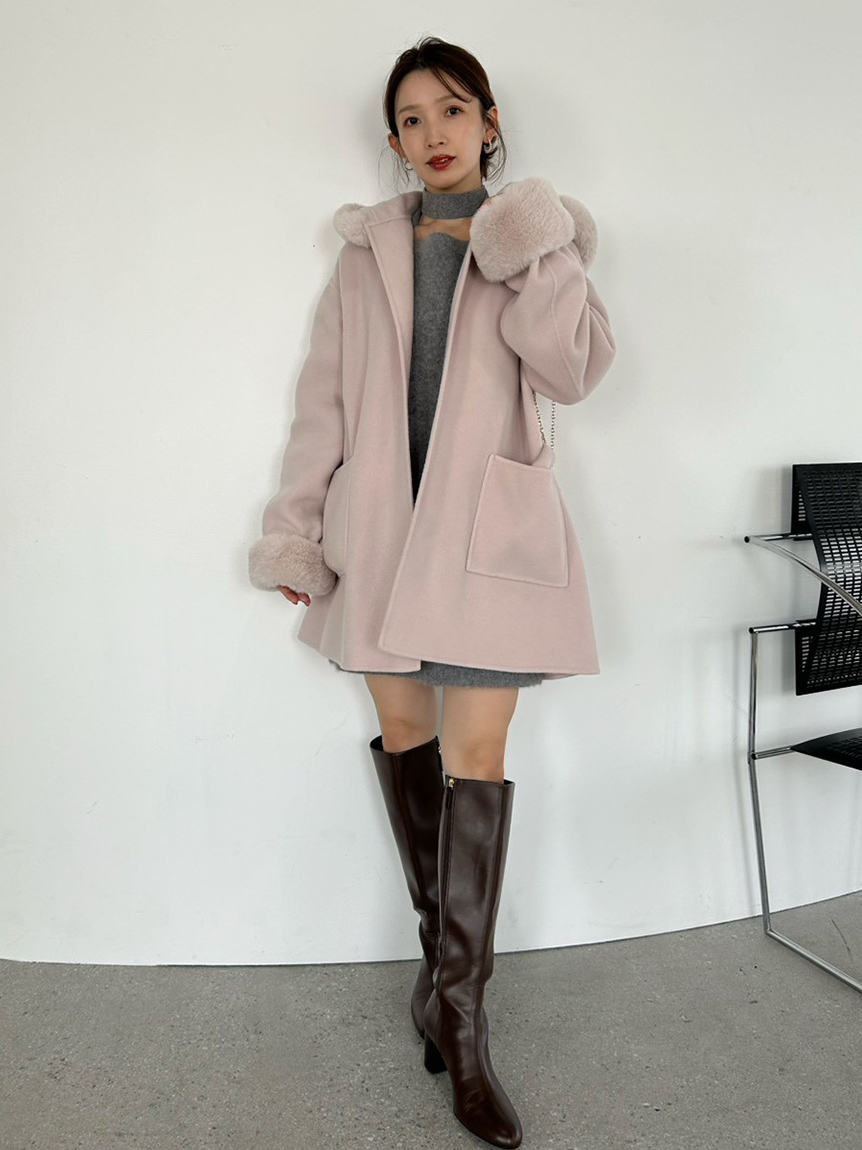 yukiさま専用　フレイアイディー　FRAYID リバーコート WEB限定カラー】ファーリバーミドルコート(ウールコート