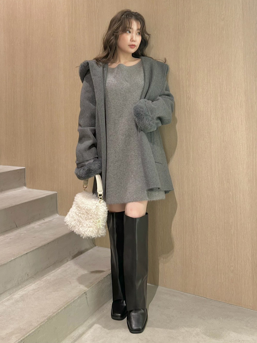 emmi エミ アイボリー リバーフードミドルコート emmi エミ アイボリー リバーフードミドルコート コート｜emmi