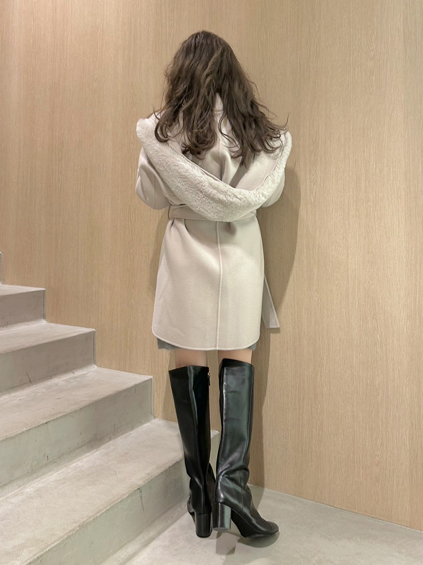 FRAY I.D 昨年完売色　ウールリバーミドルコート WEB限定カラー】ファーリバーミドルコート(ウールコート)｜アウター