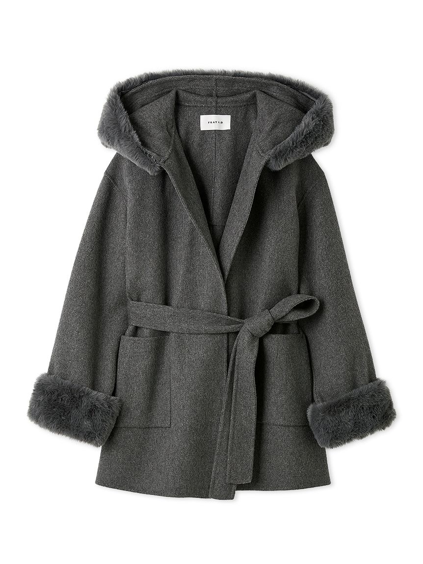 WEB限定カラー】ファーリバーミドルコート(ウールコート)｜アウター