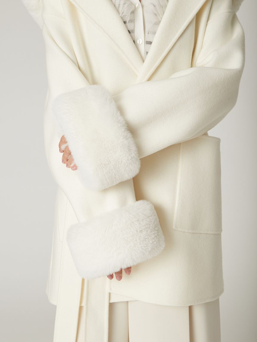 WEB限定カラー】ファーリバーミドルコート(ウールコート)｜アウター