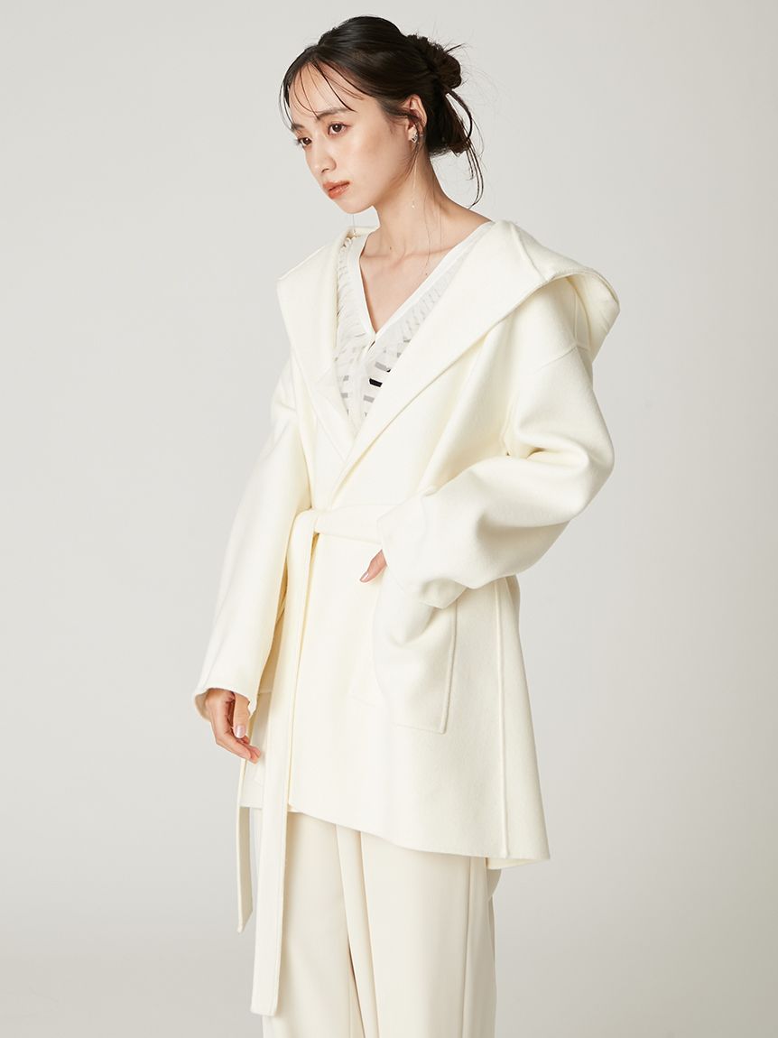 WEB限定カラー】ファーリバーミドルコート(ウールコート)｜アウター