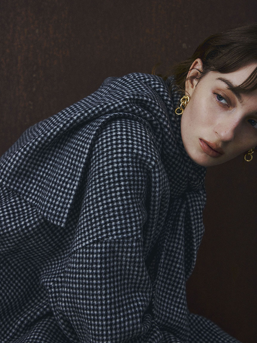 新品未使用タグ付き FRAY I.D マフラー付ノーカラーリバーミドルコート マフラー付ノーカラーリバーミドルコート(ノーカラージャケット