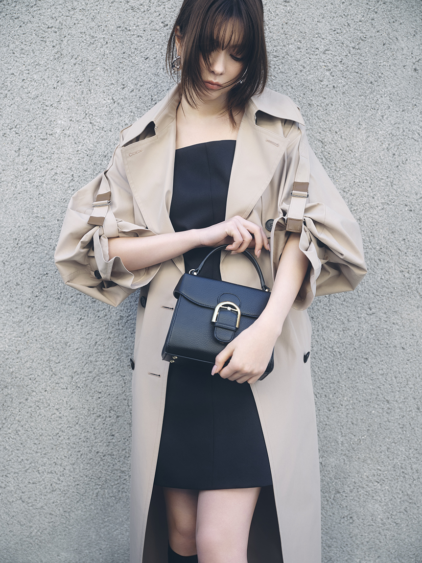 シャンブレーツイルロングトレンチコート／撥水(トレンチコート