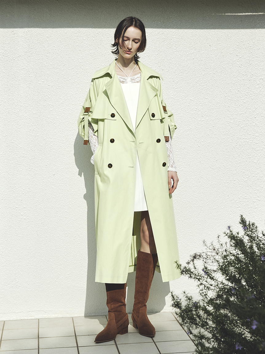 シャンブレーツイルロングトレンチコート／撥水(トレンチコート