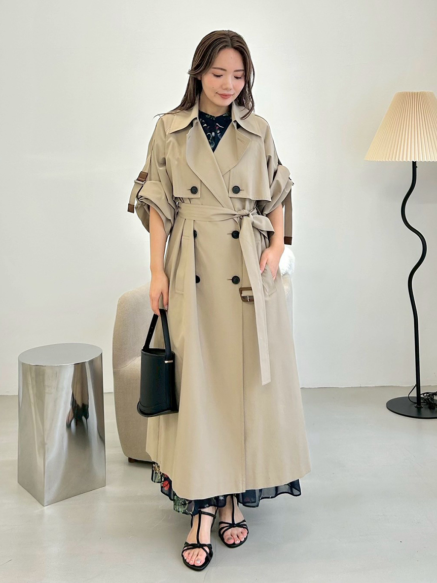 シャンブレーツイルロングトレンチコート／撥水(トレンチコート