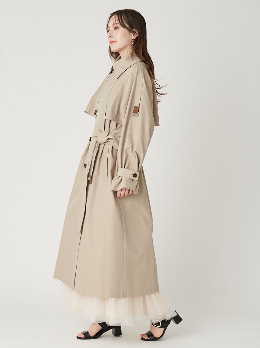 シャンブレーツイルロングトレンチコート／撥水(トレンチコート