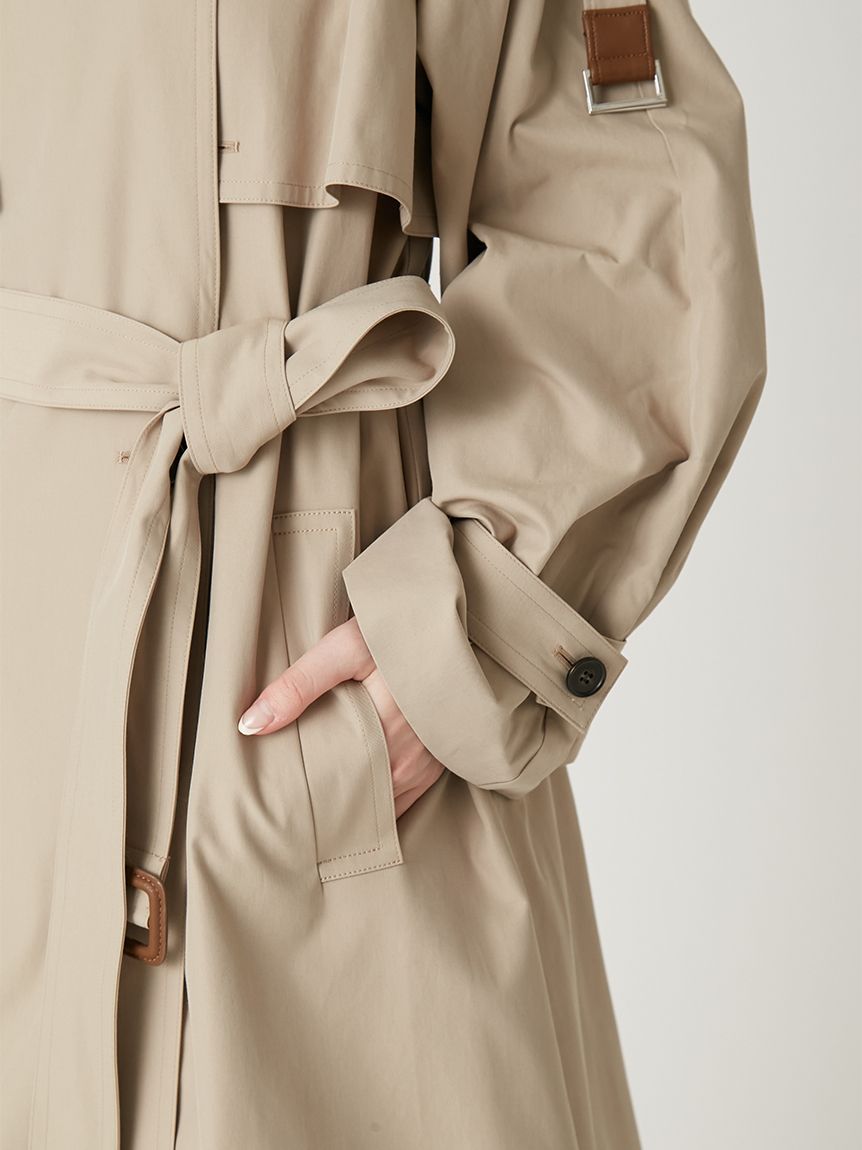 シャンブレーツイルロングトレンチコート／撥水(トレンチコート