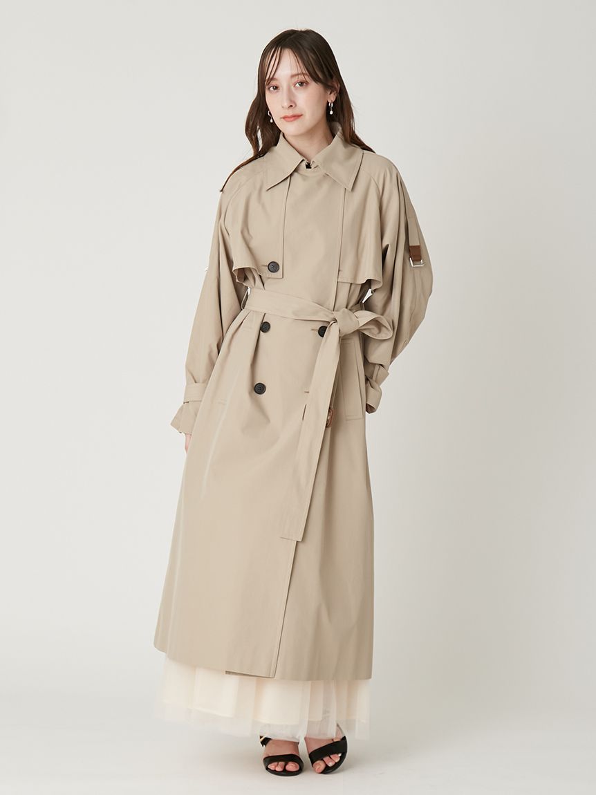 シャンブレーツイルロングトレンチコート／撥水(トレンチコート