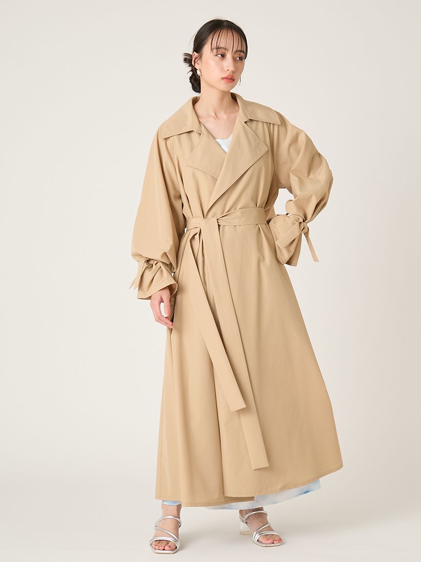 ライトフレアーロングトレンチコート／UVカット・接触冷感・撥水