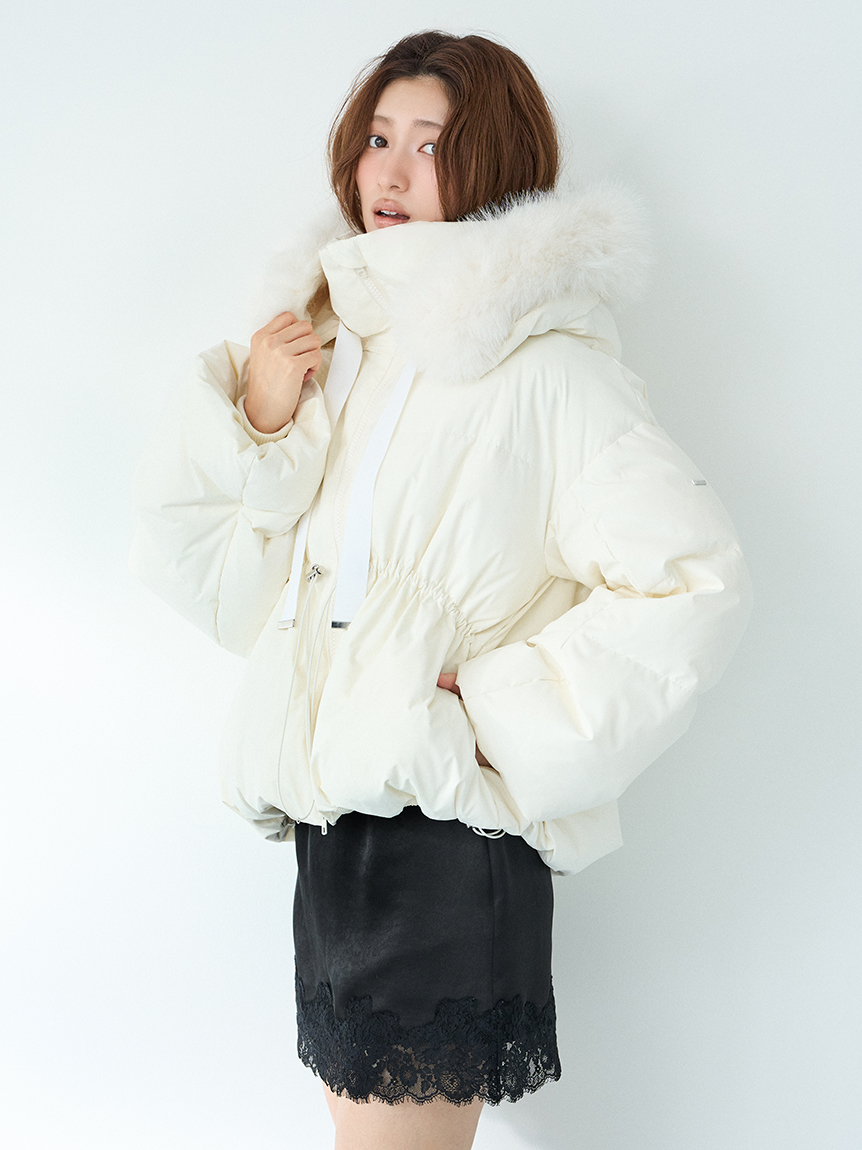 美品　FRAY I.D フードショートダウンコート 撥水】2wayファーフードショートダウンコート(ダウン・中綿)｜OUTER